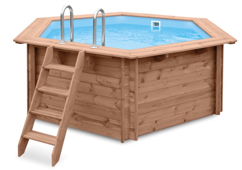 Noppenfolie omzoomd - houten zwembad zeshoekig Summer Joy